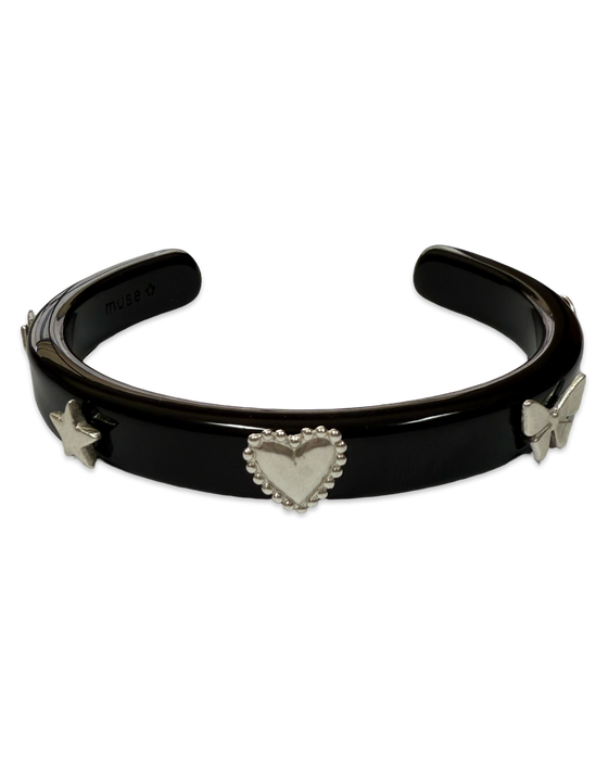 Sterling Silver Mix Icons Thin Cuff