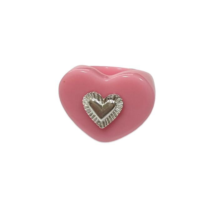 Sterling Silver Etched Heart Ring