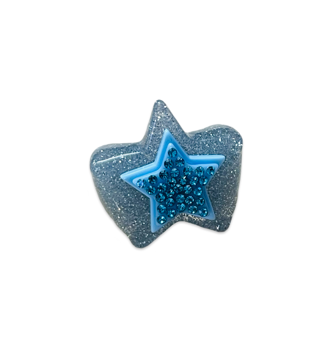 Stacked Crystal Star on Glitter Star Base Ring