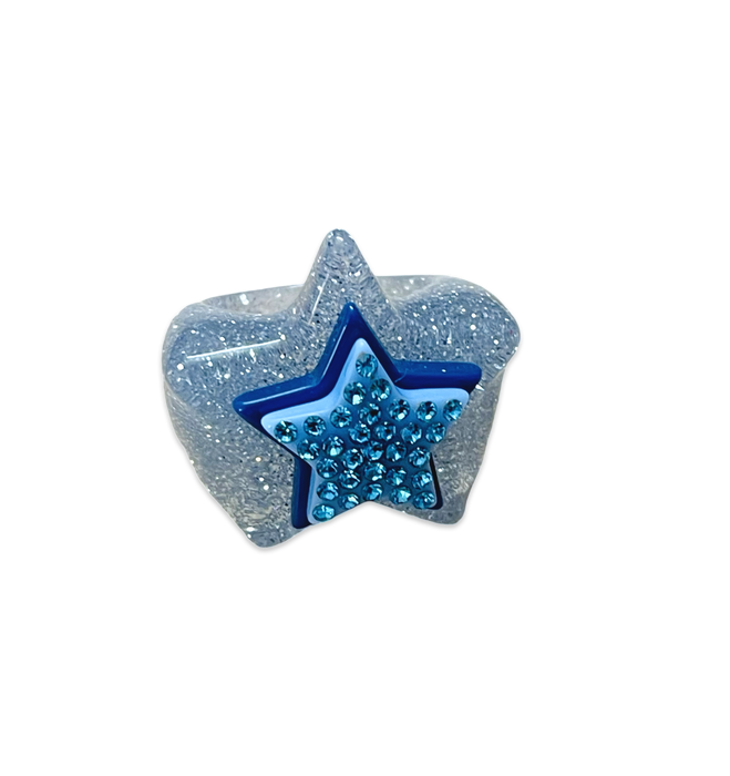 Stacked Crystal Star on Glitter Star Base Ring