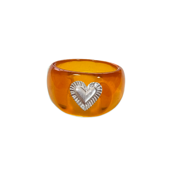 Sterling Silver Etched Heart Ring