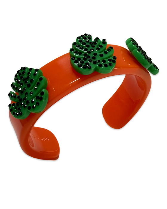 Crystal Monstera Leaf Cuff Bracelet