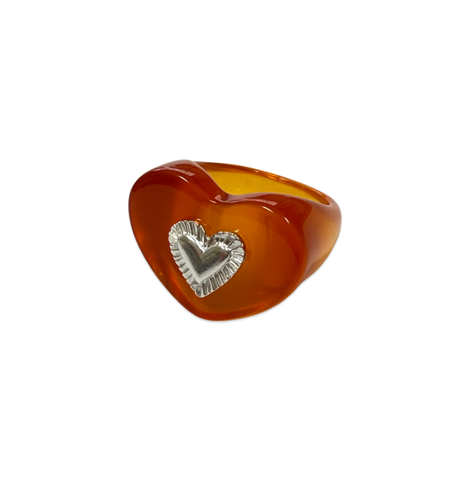 Sterling Silver Etched Heart Ring