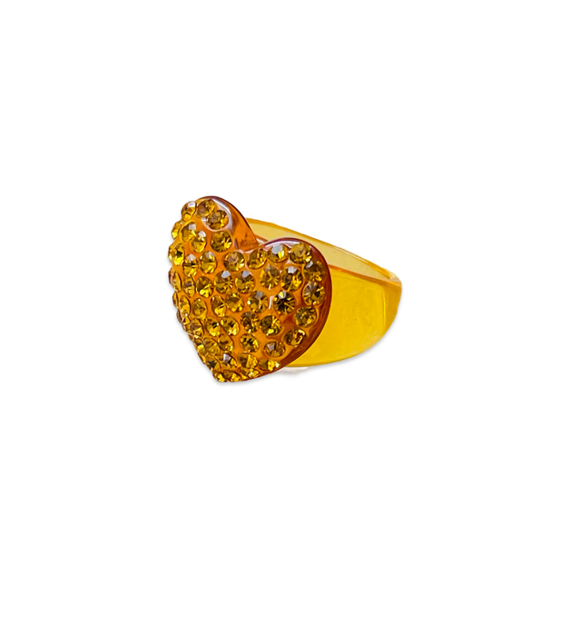Large Crystal Heart Classic Ring
