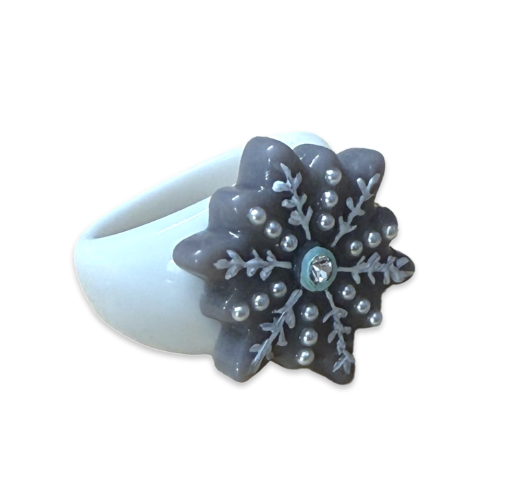 Pearl Crystal Snowflake Classic Ring