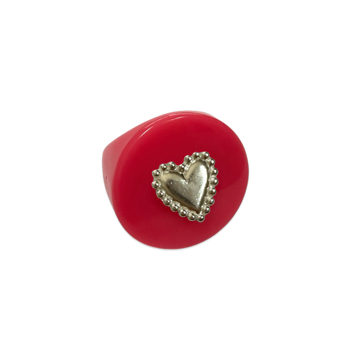 Sterling Silver Pebbled Heart Ring