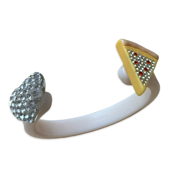 Crystal Heart Pizza Thin Cuff