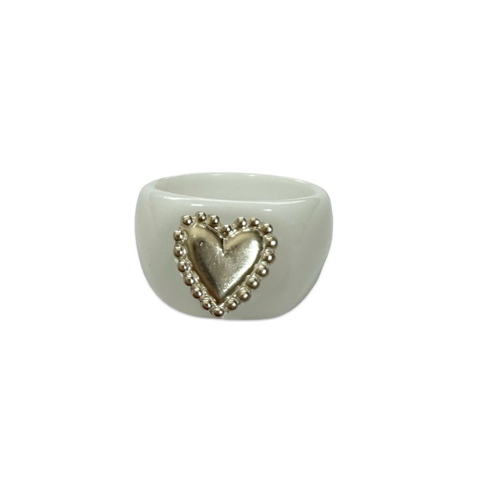 Sterling Silver Pebbled Heart Ring