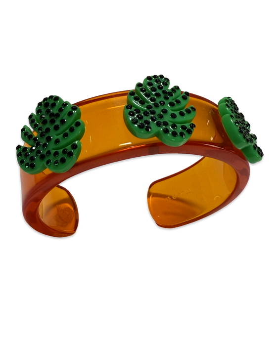 Crystal Monstera Leaf Cuff Bracelet