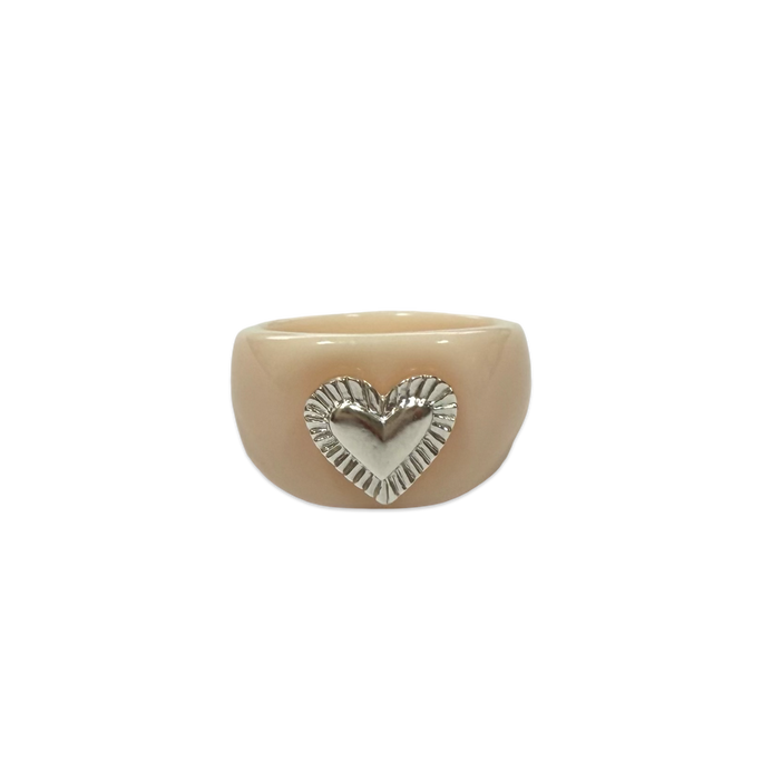 Sterling Silver Etched Heart Ring