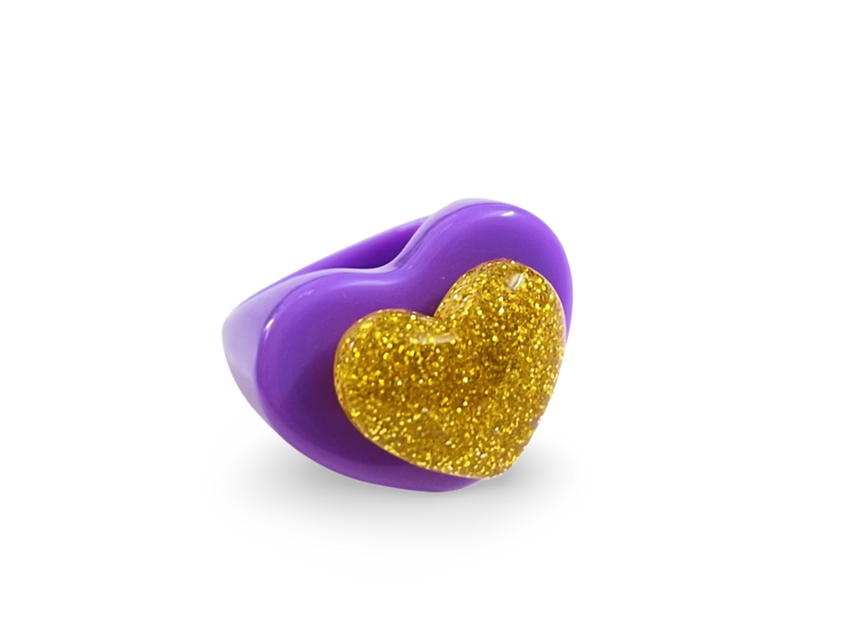 Glitter Puffy Heart Ring