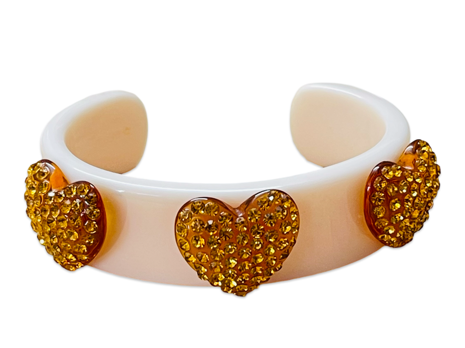 Crystal Heart Wide Cuff