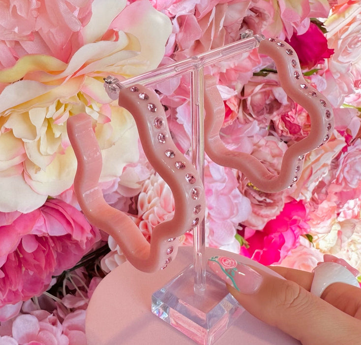 Extra Large Crystal Acrylic Flower Hoop Earrings