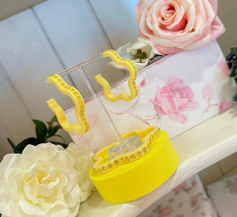 Extra Large Crystal Acrylic Flower Hoop Earrings