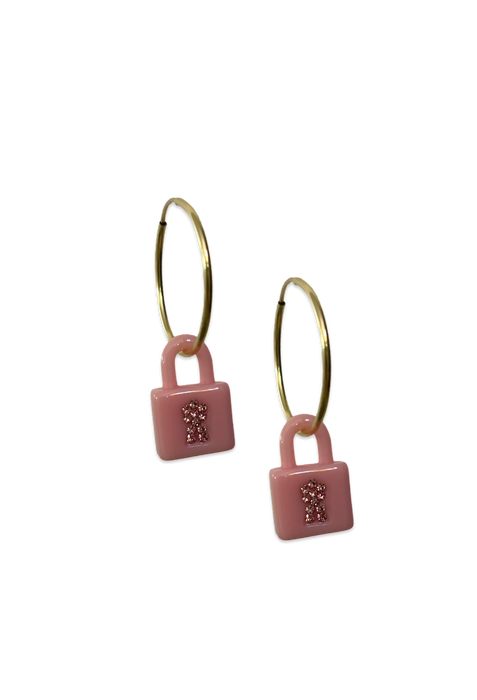 Crystal Lock 14KT Gold-Filled Hoops