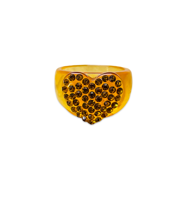 Small Crystal Heart Classic Ring