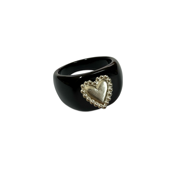 Sterling Silver Pebbled Heart Ring