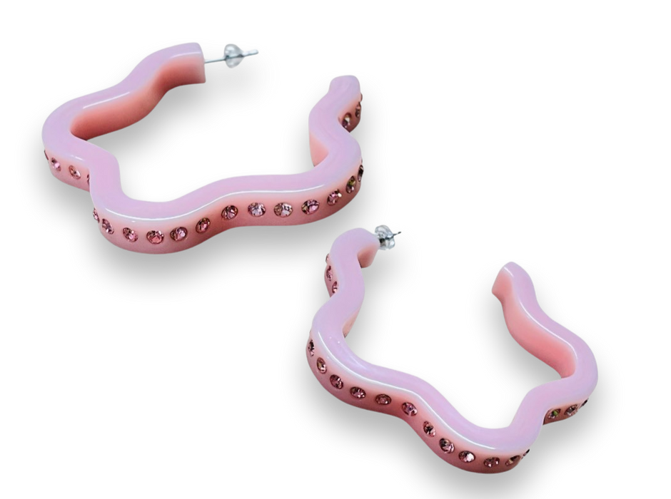 Extra Large Crystal Acrylic Flower Hoop Earrings