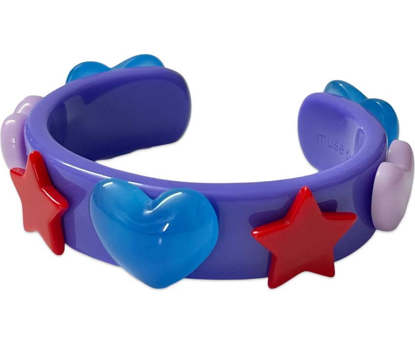 Multi Star Heart Wide Cuff