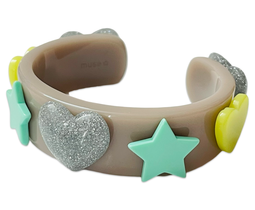 Multi Star Heart Wide Cuff