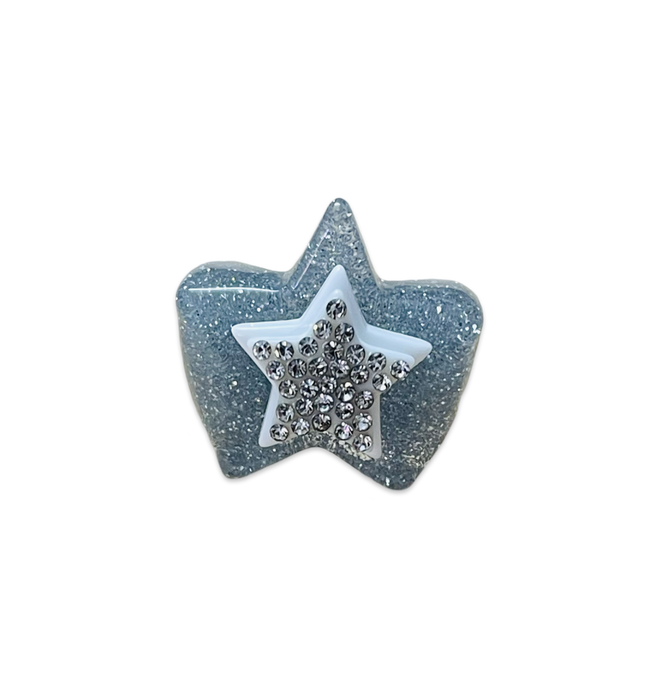 Stacked Crystal Star on Glitter Star Base Ring