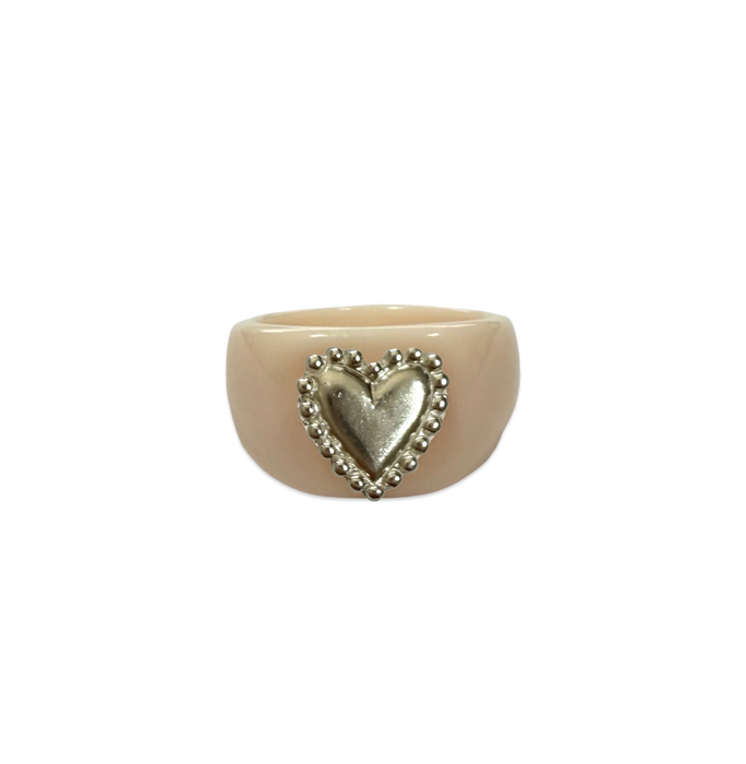 Sterling Silver Pebbled Heart Ring