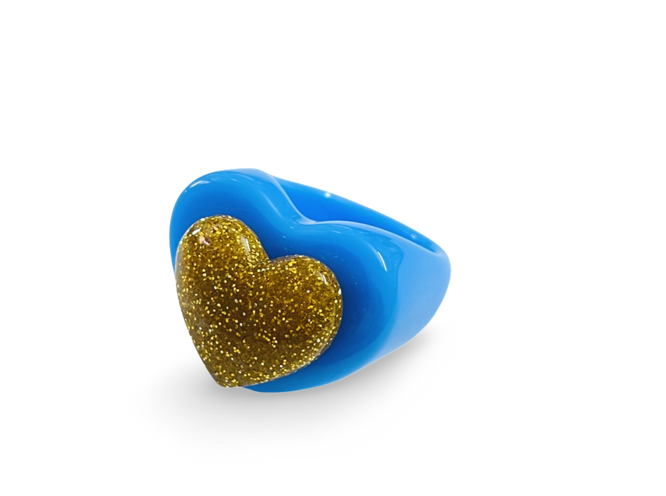 Glitter Puffy Heart Ring