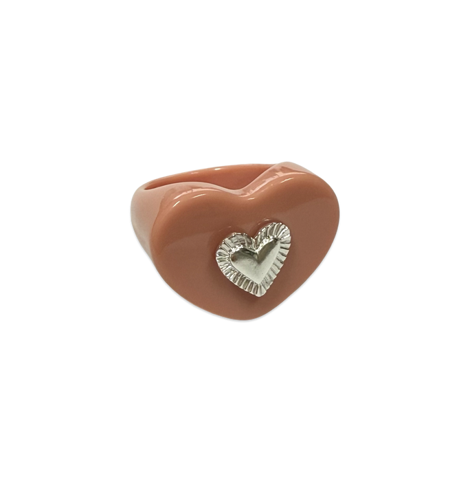 Sterling Silver Etched Heart Ring