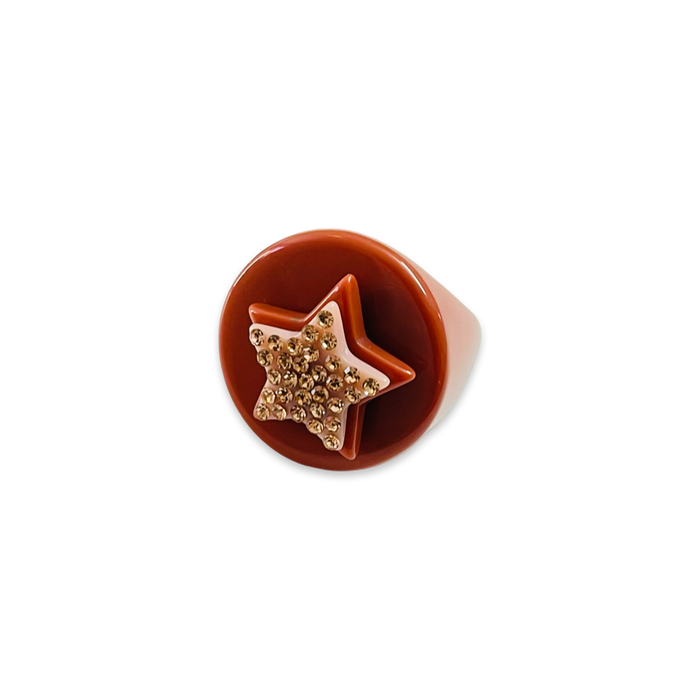 Stacked Crystal Star Circle Ring