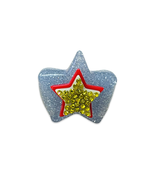 Stacked Crystal Star on Glitter Star Base Ring