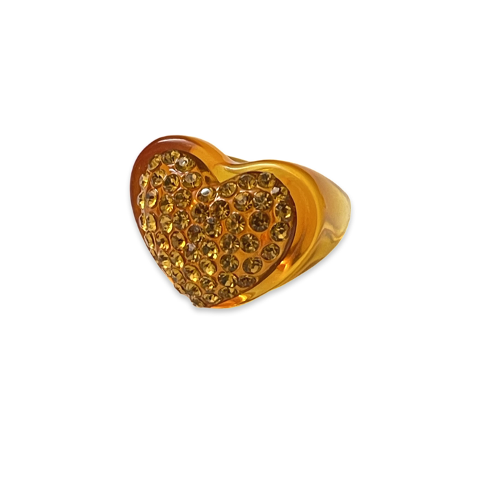 Large Crystal Heart Ring