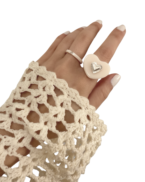 Sterling Silver Etched Heart Ring