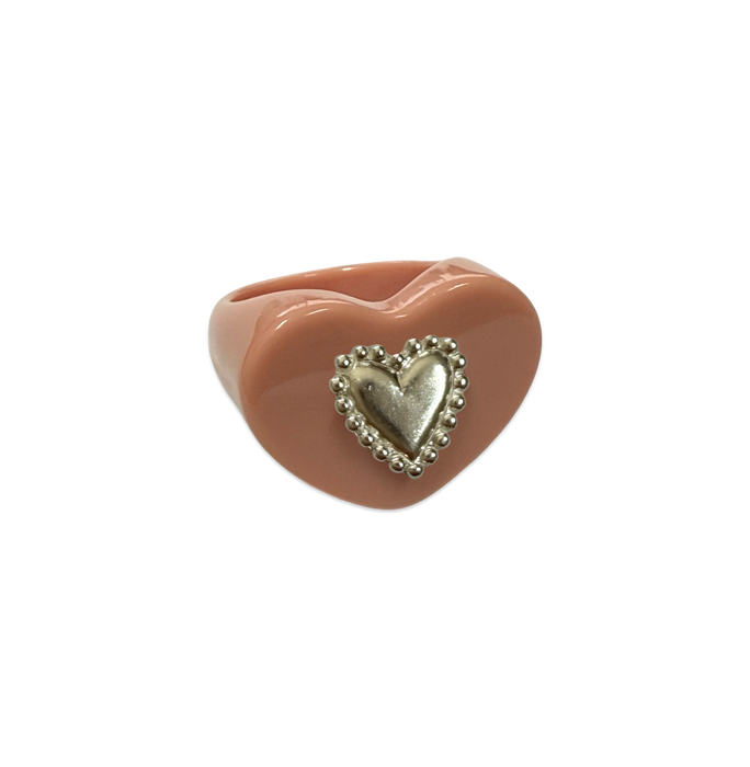 Sterling Silver Pebbled Heart Ring