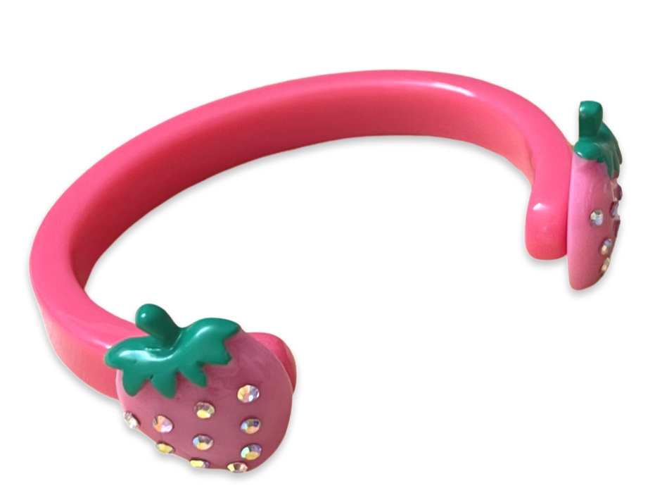 Crystal Strawberry Thin Floating Cuff Bracelet