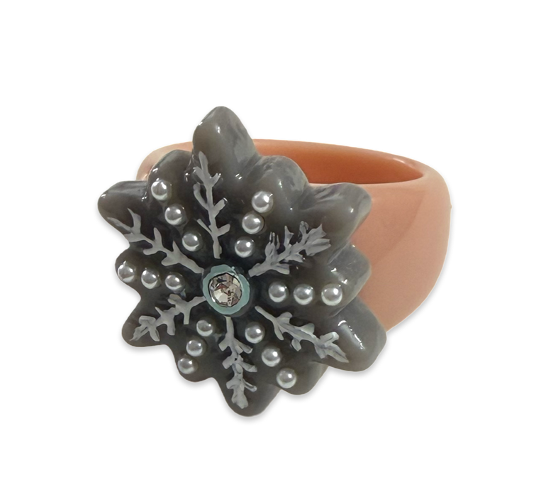 Pearl Crystal Snowflake Classic Ring