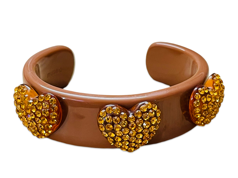 Crystal Heart Wide Cuff