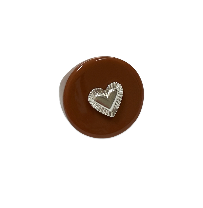 Sterling Silver Etched Heart Ring