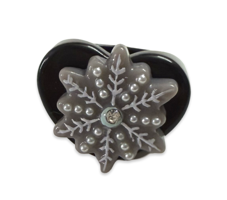 Pearl Crystal Snowflake Heart Ring