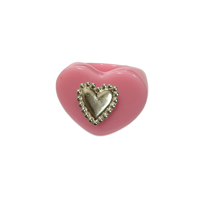 Sterling Silver Pebbled Heart Ring