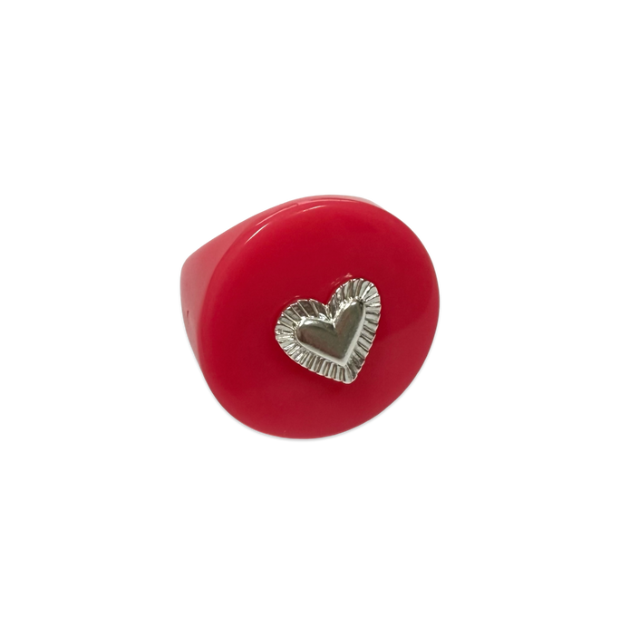 Sterling Silver Etched Heart Ring