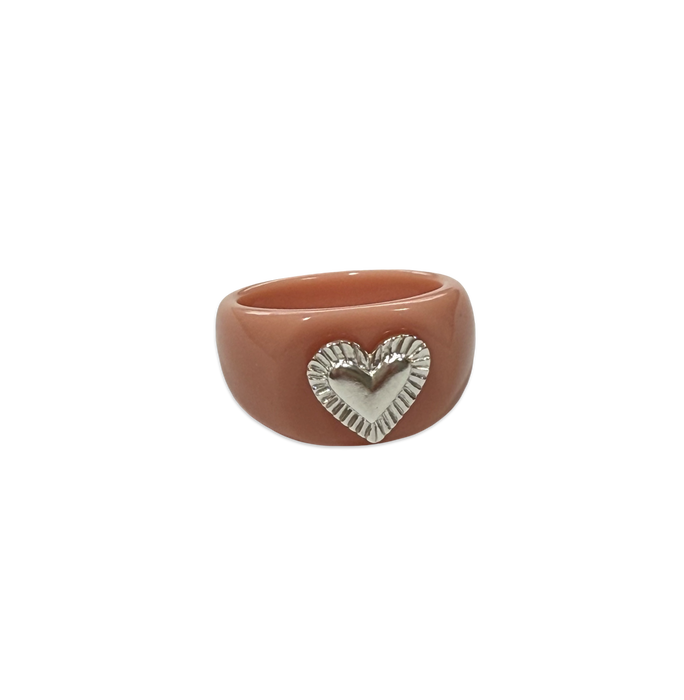 Sterling Silver Etched Heart Ring