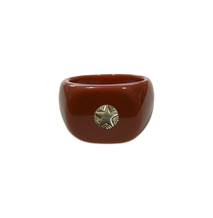 Sterling Silver Etched Star Ring