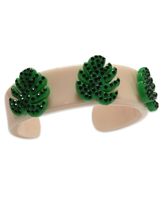Crystal Monstera Leaf Cuff Bracelet