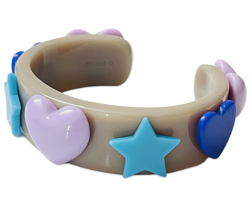 Multi Star Heart Wide Cuff