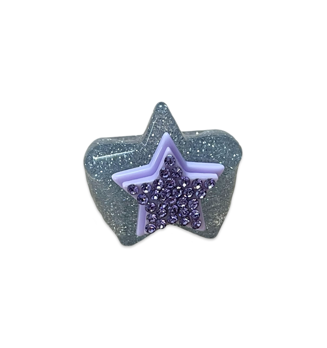 Stacked Crystal Star on Glitter Star Base Ring
