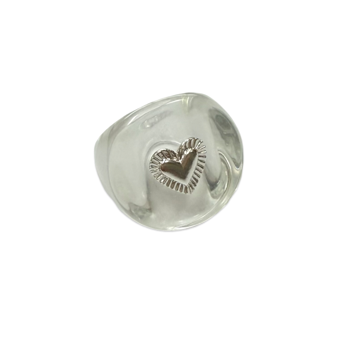 Sterling Silver Etched Heart Ring