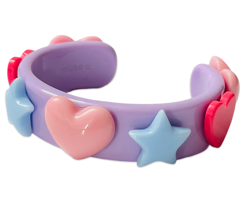 Multi Star Heart Wide Cuff