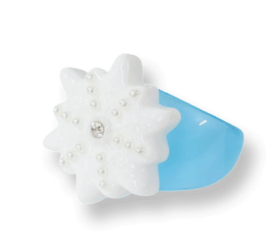 Pearl Crystal Snowflake Classic Ring