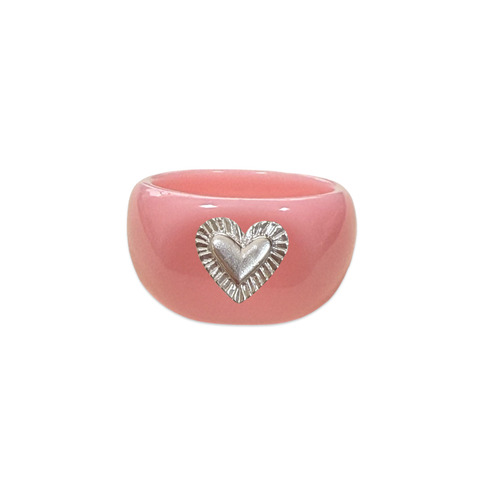 Sterling Silver Etched Heart Ring