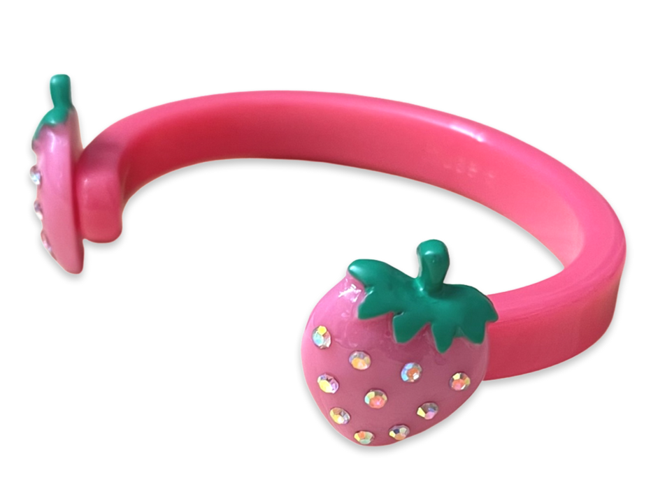 Crystal Strawberry Thin Floating Cuff Bracelet